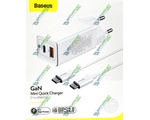  Baseus GaN Fast Charger 45W (1 Type-C + 1 USB) +  USB (Type-C - Type-C)