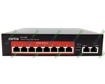  SWITCH NETIS P110C (10-PORT 10/100Mbps Fast Ethernet PoE Switch 8 ports POE+2RJ45)